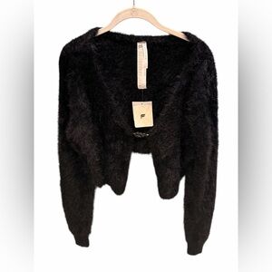 Fabletics Mini Crop Cardigan Faux Fur Front Clasp Size Medium New with Tags